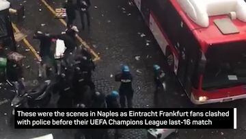 Scenes from Frankfurt clash with police ahead of UCL game