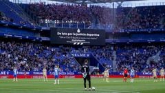Plante Espanyol contra Almería. Primer minuto / Minuto 1 sin jugar como protesta ante los arbitrajes. 04-06-2023