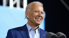FILED - 29 October 2020, US, Tampa: US&nbsp;Democratic candidate for president Joe Biden speaks to a crowd of supporters during a drive-in rally at the Florida State Fairgrounds. Former vice president Biden is projected to win the White House, bringing an