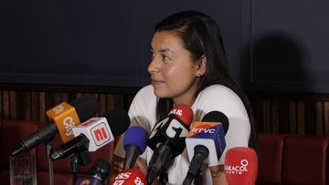 Yoreli Rincón, jugadora colombiana, en rueda de prensa.