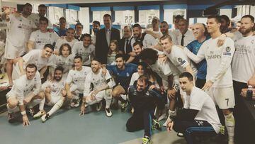Real Madrid celebrate win over Man City with Spanish king