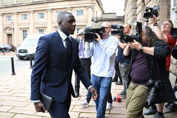 Photo taken on August 15, 2022 shows Benjamin Mendy arriving at Chester Crown Court.