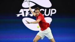 World number two Daniil Medvedev in action at the ATP Cup.