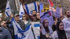 Cientos de partidarios de Palestina e Israel se confrontan en Times Square