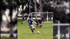 A neighborhood soccer game has gone viral on social media with this incredible free kick goal that’s being compared to world class players like Cristiano Ronaldo.