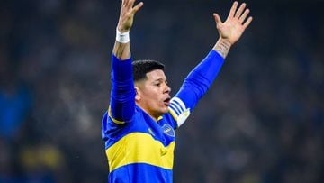 BUENOS AIRES, ARGENTINA - JULY 24: Marcos Rojo of Boca Juniors celebrates after scoring the second goal of his team during a match between Boca Juniors and Estudiantes La Plata as part of Liga Profesional 2022 at Estadio Alberto J. Armando on July 24, 2022 in Buenos Aires, Argentina. (Photo by Marcelo Endelli/Getty Images)
