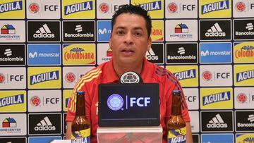 Héctor Cárdenas en rueda de prensa con la Selección Colombia de Mayores previo al partido frente a Arabia Saudita el domingo 5 de junio de 2022.