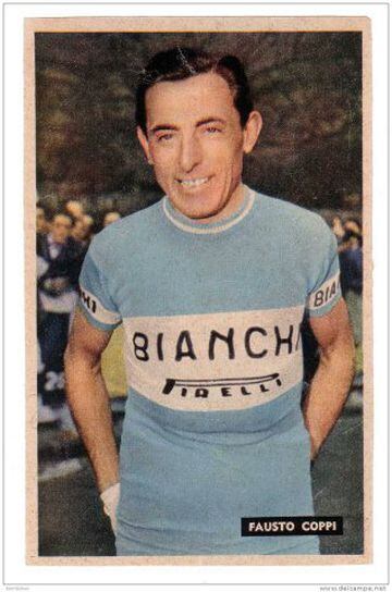 01. Fausto Coppi con el maillot del Bianchi.