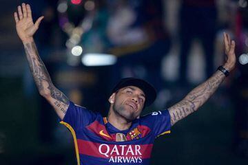 Alves at the Copa del Rey celebrations.