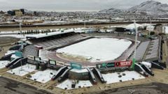 Estadio Ol&iacute;mpico Benito Ju&aacute;rez est&aacute; cubierto por la nieve