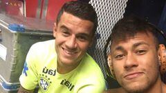 Coutinho y Neymar en el vestuario de Brasil