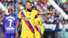 LEGANES, SPAIN - NOVEMBER 23: Arturo Vidal, player of FC Barcelona from Chile, gestures during the Liga match played between CD Leganes and FC Barcelona at Butarque Stadium on November 23, 2019, in Leganes, Madrid, Spain.
 
 
 23/11/2019 ONLY FOR USE IN SPAIN