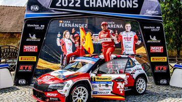 Efren Llarena and Sara Fernandez at FIA European Rally Championship in Zlin, Czech Republic on 26th August 2022 // @World / Red Bull Content Pool // SI202208260274 // Usage for editorial use only // 