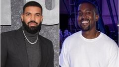 Collage de Kanye West y Drake.