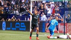 Javier &#039;Chicharito&#039; Hern&aacute;ndez celebrating his seventh goal of the MLS season with LA Galaxy in the teams&#039; 2-0 victory against Austin FC.