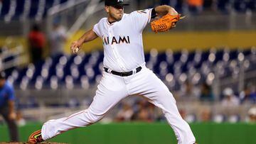 (FILES) This file photo taken on September 20, 2016 shows Jose Fernandez #16 of the Miami Marlins pitching during the game against the Washington Nationals at Marlins Park on in Miami, Florida.  According to media outlets September 25, 2016, Fernandez was killed in a boating accident in Florida early Sunday morning. Fernandez was 24 years old. The Marlins announced the cancelation of Sunday's game against the Atlanta Braves. / AFP PHOTO / GETTY IMAGES NORTH AMERICA / Rob Foldy