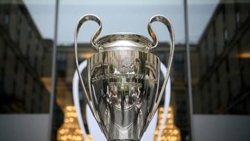 A picture taken in Paris on May 27, 2022 shows the UEFA Champions League trophy on the eve of the UEFA Champions League final football match between Real Madrid and Liverpool. (Photo by FRANCK FIFE / AFP) (Photo by FRANCK FIFE/AFP via Getty Images)