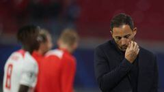 06 September 2022, Saxony, Leipzig: Soccer: Champions League, RB Leipzig - Shakhtyor Donetsk, Group Stage, Group F, Matchday 1 at Red Bull Arena, Leipzig coach Domenico Tedesco reacts after defeat. Photo: Jan Woitas/dpa (Photo by Jan Woitas/picture alliance via Getty Images)