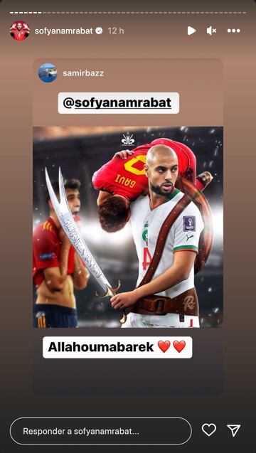 Historia compartida por Sofyane Amrabat en su cuenta de Instagram.
