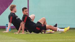 De Bruyne y Eden Hazard, durante un entrenamiento de Bélgica.