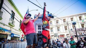 Tomas Slavic celebrates during Red Bull Valparaiso Cerro Abajo in Valparaiso, Chile on February 19, 2016