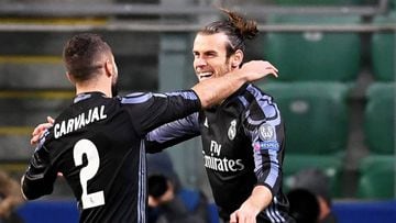 Bale and Carvajal celebrate against Legia warsaw