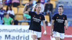 Kosovare Asllani and Aurelie Anne Sophie Kaci of Real Madrid warms up during the spanish women cup Semi Finals 2, Copa de la Reina, football match played between FC Barcelona and Real Madrid on May 25, 2022, in Alcorcon, Madrid Spain.
 AFP7 
 25/05/2022 O
