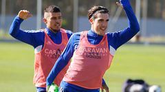 Narváez y Larrazábal, durante un entrenamiento del Zaragoza.