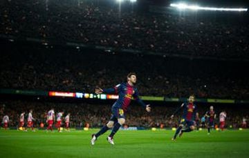 16/12/12. Partido de Liga. Barcelona-Atlético de Madrid. Messi celebra segundo tanto.