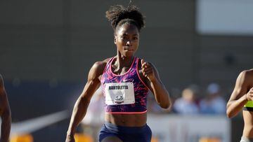 Tianna Bartoletta compite en la prueba de 100 metros de los Trials de Atletismo de Estados Unidos.