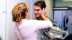 Roger y Mirka Federer tras ganar el Open Australia