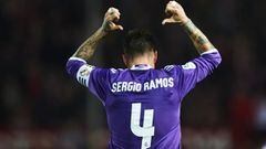 Sergio Ramos celebrando su gol contra el Sevilla.