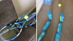 Aburrido por la cuarentena: ¡tenista montó un efecto dominó en su habitación!