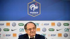 (FILES) In this file photo taken on June 14, 2018 Noel Le Graet, President of the French Football Federation (FFF), speaks during a press conference at the press center in Istra, west of Moscow ahead of the Russia 2018 World Cup football tournament. - &qu