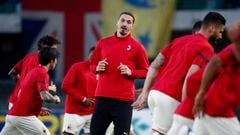 AC Milan's Zlatan Ibrahimovic during the warm up before the Serie A match against Hellas Verona.
