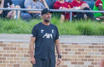 Jul 19, 2019; South Bend, IN, USA; Liverpool head coach Jurgan Klopp on the sideline in the first half of a preseason preparation soccer match against the Borussia Dortmund at Notre Dame. Mandatory Credit: Trevor Ruszkowski-USA TODAY Sports