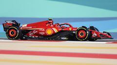 Sakhir (Bahrain), 21/02/2024.- Scuderia Ferrari driver Carlos Sainz Jr of Spain steers his car during the pre-season testing for the 2024 Formula One season at the Bahrain International Circuit in Sakhir, Bahrain, 21 February 2024. (Fórmula Uno, Bahrein, España) EFE/EPA/ALI HAIDER
