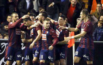 Eibar celebrate scoring the penatly