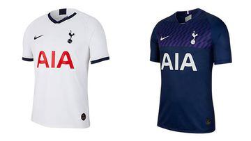 Las dos camisetas de fútbol del Tottenham para la temporada 2019-20.