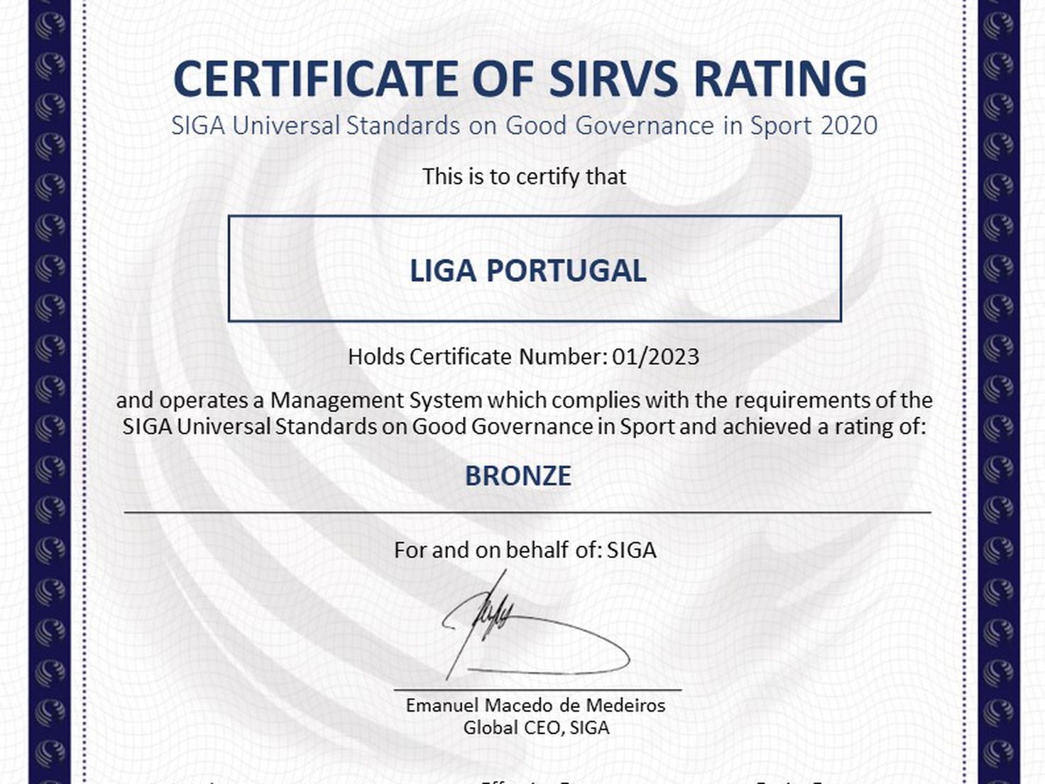 LIGA Portugal is SIRVS certified: SIGA signals a new era on sport