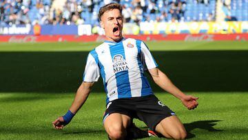 Adria Pedrosa goal celebration during the match between RCD Espanyol and Granada CF, corresponding to the week 13 of the Liga Santander, played at the RCDE Stadium, on 06th November 2021, in Barcelona, Spain. 
 -- (Photo by Urbanandsport/NurPhoto via Getty Images)