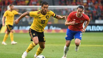 Eden Hazard durante un amistoso de B&eacute;lgica ante Costa Rica