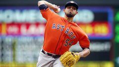 Houston Astros pitcher Roberto Osuna throws against the Minnesota Twins in the eighth inning of a baseball game Thursday, May 2, 2019, in Minneapolis. The Twins won 8-2. (AP Photo/Jim Mone)