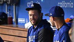 Los Angeles, California August 22, 2022-Dodgers pitcher Clayton Kershaw at Dodger Stadium. (Wally Skalij/Los Angeles Times via Getty Images)