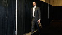 OAKLAND, CA - JUNE 03: Kevin Love #0 of the Cleveland Cavaliers arrives Game 2 of the 2018 NBA Finals against the Golden State Warriors at ORACLE Arena on June 3, 2018 in Oakland, California. NOTE TO USER: User expressly acknowledges and agrees that, by d