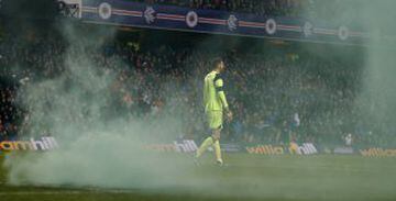 Britain Football Soccer - Rangers v Celtic - Scottish Premiership - Ibrox Stadium - 31/12/16 Celtic's Craig Gordon surrounded by green smoke  contact your account representative for further details.
