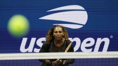 Serena Williams in action during her first round match against Montenegro's Danka Kovinic.