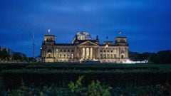 A general view during early morning hours of the Reichstag building, the seat of the German parliament, in Berlin, Germany.