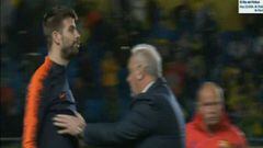 Piqué buscó al árbitro tras el empate del Barça en Las Palmas