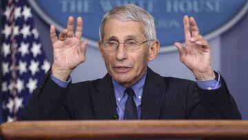 April 17, 2020 - Washington, DC, United States: Dr. Anthony Fauci, director of the National Institute of Allergy and Infectious Diseases speaks during a press briefing with members of the coronavirus task force in the Brady Press Briefing Room of the Whit
